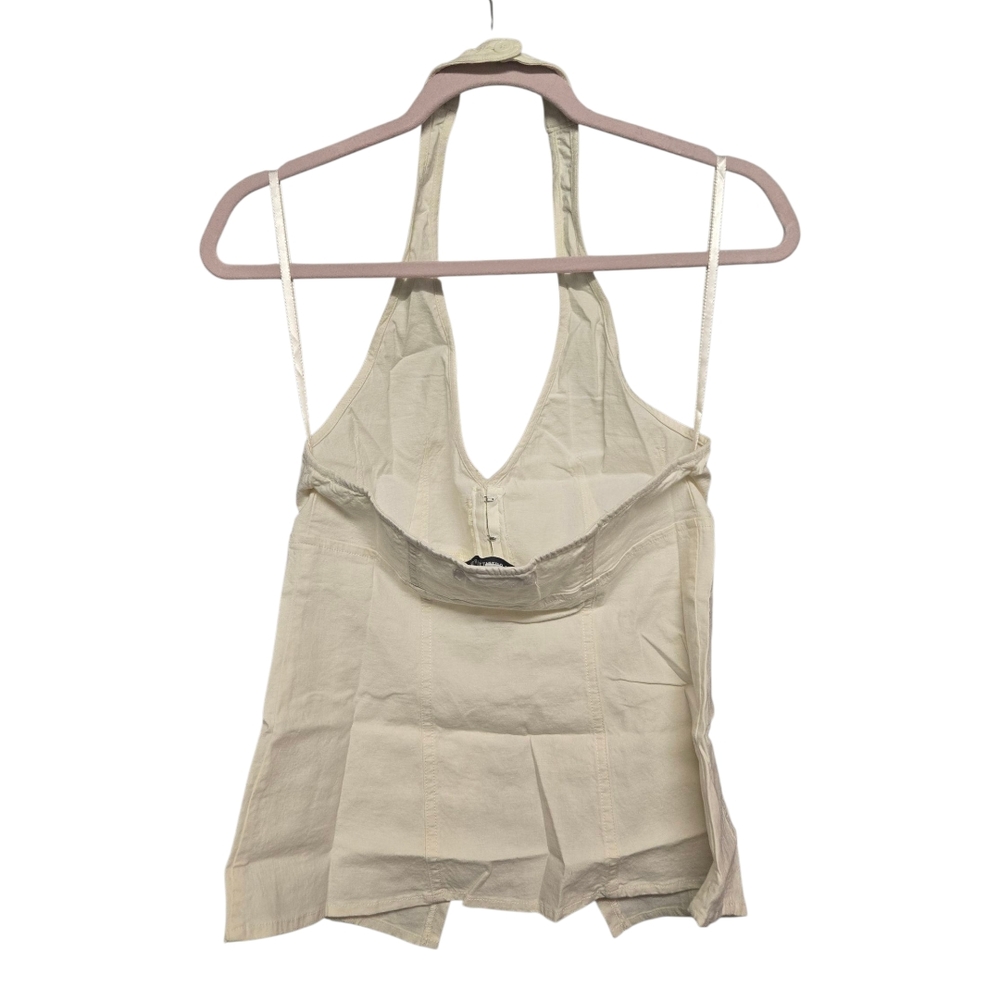 Urban Outfitters Sari Halter Vest Top Linen Blend Sz Small Neutral Cream - Picture 4 of 10
